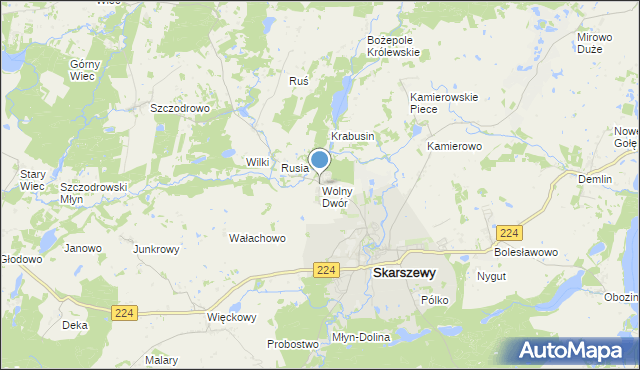 mapa Wolny Dwór, Wolny Dwór na mapie Targeo